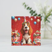 Adorable Beagle Hund feiert Geburtstag Einladung (Stehend Vorderseite)