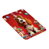 Adorable Beagle Hund feiert Geburtstag Magnet (Rechte Seite)