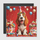 Adorable Beagle Hund feiert Geburtstag Magneteinladung (Vorne/Hinten)