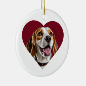 Adorable Beagle in Heart Shape Design Keramik Ornament (Rechts)
