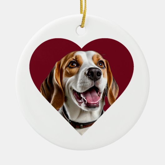 Adorable Beagle in Heart Shape Design Keramik Ornament (Vorne)