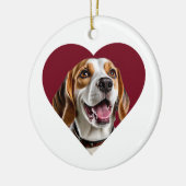 Adorable Beagle in Heart Shape Design Keramik Ornament (Links)