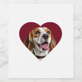 Adorable Beagle in Heart Shape Design Weinetikett (Einzelnes Label)