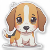 Adorable Beagle Welpe - Pastell Aufkleber (Vorderseite)