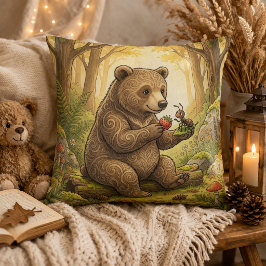Adorable Bear and Ant Friend Forest Animals  Kissen