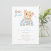 Adorable Bear Boho Rainbow Boy Baby Dusche Einladung (Stehend Vorderseite)