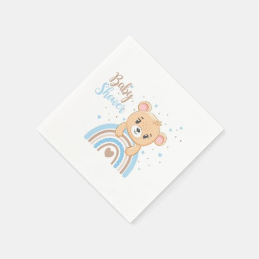 Adorable Bear Boho Rainbow Boy Baby Dusche Serviette (Ecke)
