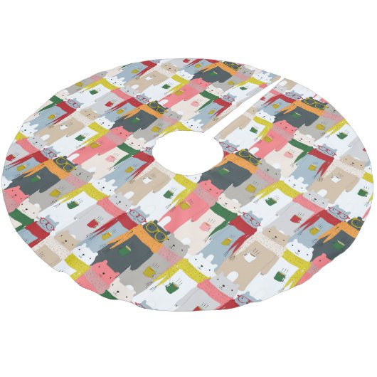 Adorable Bears Brushed Polyester Tree Skirt Weihnachtsbaumdecke (Schrägansicht)