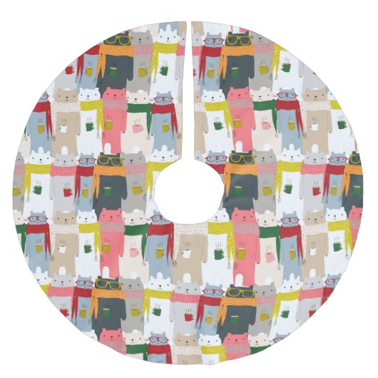 Adorable Bears Brushed Polyester Tree Skirt Weihnachtsbaumdecke (Vorderseite)