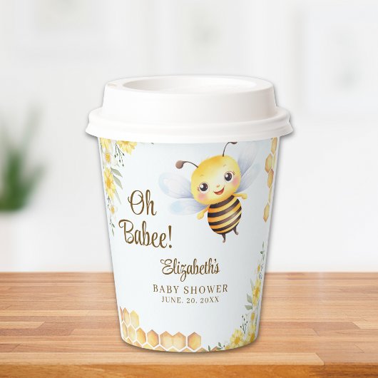 Adorable Bee Baby shower Gender Neutral Pappbecher