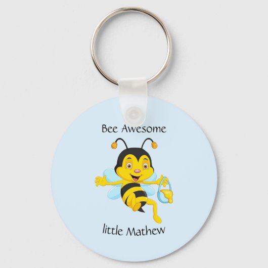 Adorable Bee Boy Cartoon Schlüsselanhänger (Vorderseite)