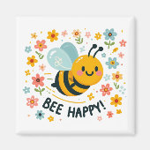 Adorable Bee Happy Square Magnet (Vorne)