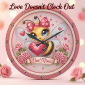 Adorable Bee Mine Valentine Große Wanduhr