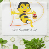 Adorable Bee Mine Valentine's Day Bee Cartoon Geschirrtuch (Gefaltet)
