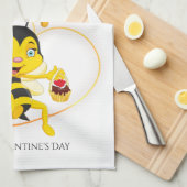 Adorable Bee Mine Valentine's Day Bee Cartoon Geschirrtuch (Viertel Falte)