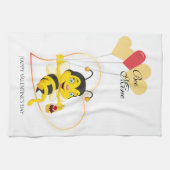 Adorable Bee Mine Valentine's Day Bee Cartoon Geschirrtuch (Horizontal)