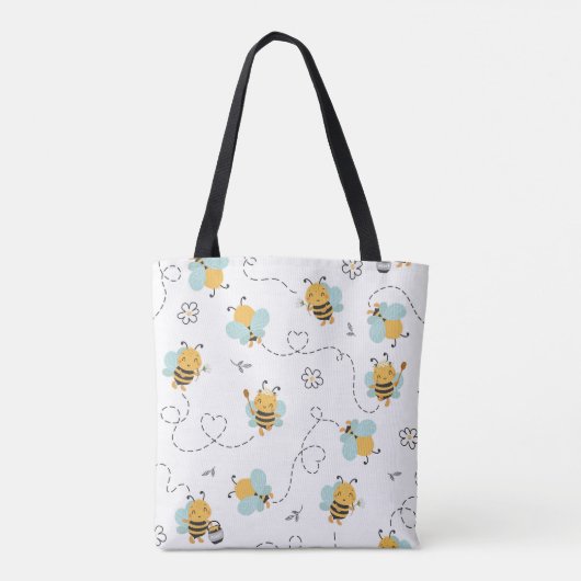 Adorable Bee Pattern Tote Bag - Playful Honeybee Tasche (Rückseite)