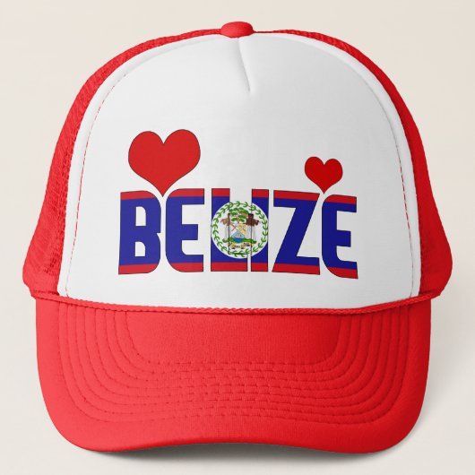 Adorable Belize Flag Herz Patriotic Truckerkappe (Vorderseite)