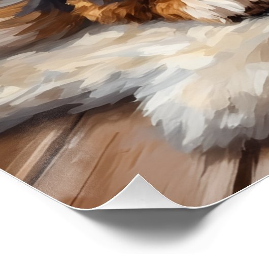 Adorable Bernedoodle Dog Cozy Knitted Santa Hat Poster (Ecke)