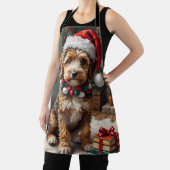 Adorable Bernedoodle Dog Cozy Knitted Santa Hat Schürze (InSitu)