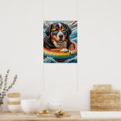 Adorable Berner Hund genießt Floattrip Poster (Küche)