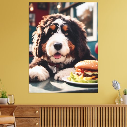 Adorable Bernerdoodle am Diner Leinwanddruck (Insitu (Wohnzimmer))