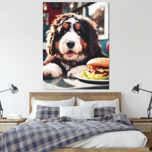 Adorable Bernerdoodle am Diner Leinwanddruck (Insitu (Schlafzimmer))