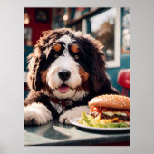 Adorable Bernerdoodle am Diner Poster (Vorne)