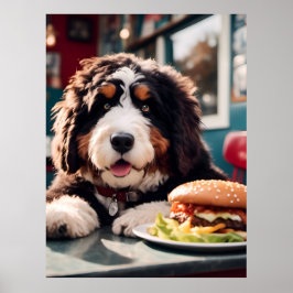 Adorable Bernerdoodle am Diner Poster