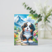 Adorable Bernese Mountain Dog Welpe Postkarte (Stehend Vorderseite)