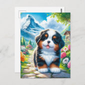 Adorable Bernese Mountain Dog Welpe Postkarte (Vorne/Hinten)