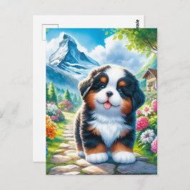 Adorable Bernese Mountain Dog Welpe Postkarte