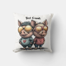 Adorable "Best Friends" Schweinekissen Kissen