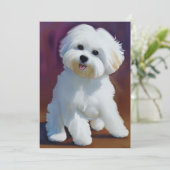 Adorable Bichon Havanese Puppy Watercolor Karte (Stehend Vorderseite)