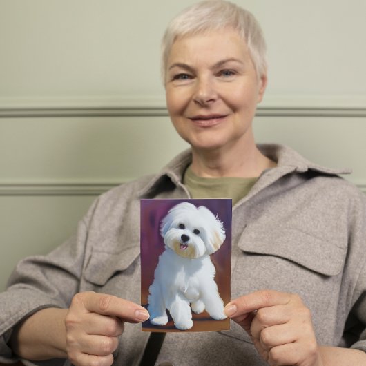 Adorable Bichon Havanese Puppy Watercolor Karte