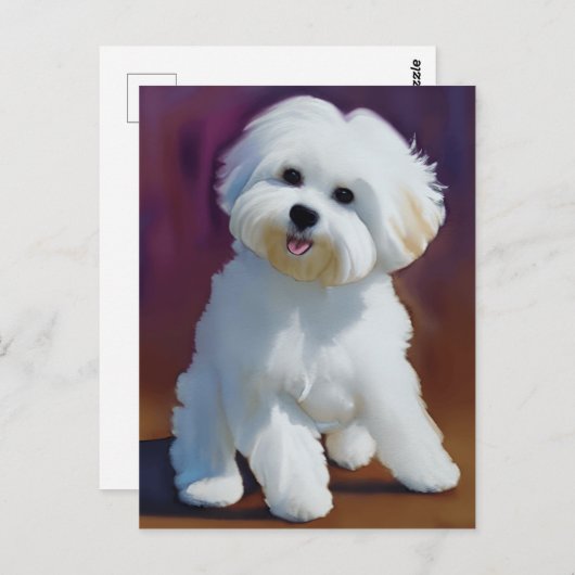 Adorable Bichon Havanese Puppy Watercolor Postkarte (Vorne/Hinten)