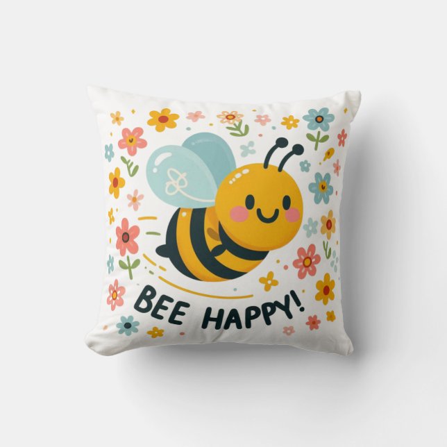Adorable Biene Happy Pillow Kissen (Vorderseite)