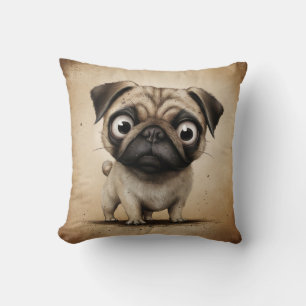 Adorable Big-Mit Augen Mops-Illustration Kissen