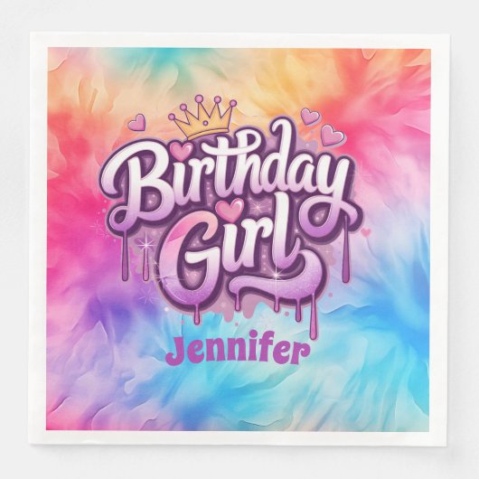 Adorable Birthday Girl Paper Napkin Serviette (Vorderseite)