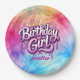Adorable Birthday Girl Paper Plate Pappteller