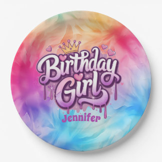 Adorable Birthday Girl Paper Plate Pappteller