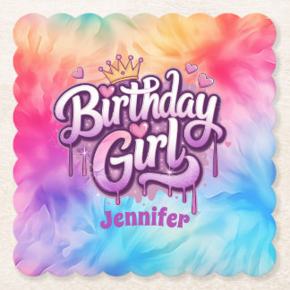 Adorable Birthday Girl Paper Untersetzer