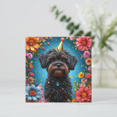 Adorable Birthday Party Hat Welpe Einladung (Stehend Vorderseite)