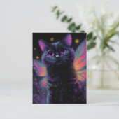 Adorable Black and Purple Cat Fairy Postkarte (Stehend Vorderseite)