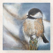 Adorable Black Capped Chickadee Bird Glasuntersetzer (Vorderseite)