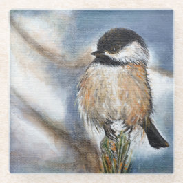 Adorable Black Capped Chickadee Bird Glasuntersetzer