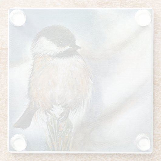 Adorable Black Capped Chickadee Bird Glasuntersetzer (Rückseite)