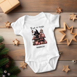 Adorable Black Cat Halloween Baby Strampler