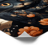 Adorable Black Cat in einem Scarf und Hut Poster (Ecke)