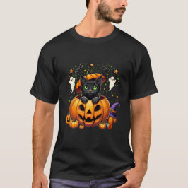Adorable Black Cat in Pumpkin - Spooky Jahreszeit! T-Shirt